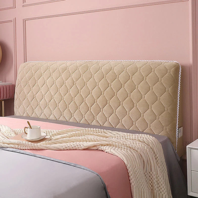 Anyhouz Headboard Cover Khaki Diamond Pattern Super Soft Smooth Quilted Velvet Bed Back Dust Protector Cover 180x70cm-Bed Headboard-PEROZ Accessories