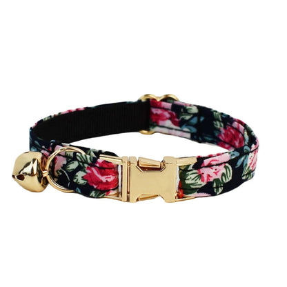 AnyWags Cat Collar Floral Black Small with Safety Buckle, Bell, and Durable Strap Stylish and Comfortable Pet Accessory-Cat Supplies-PEROZ Accessories
