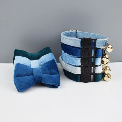 AnyWags Cat Collar Navy Blue Bow Large with Safety Buckle, Bell, and Durable Strap Stylish and Comfortable Pet Accessory-Cat Supplies-PEROZ Accessories