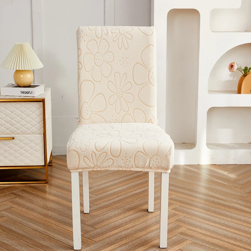 Anyhouz Chair Cover Beige Floral Design with Anti-Dirt and Elastic Material for Dining Room Kitchen Wedding Hotel Banquet Restaurant-Chair Cover-PEROZ Accessories
