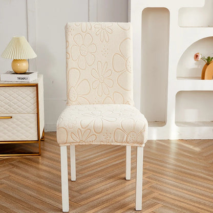 Anyhouz Chair Cover Beige Floral Design with Anti-Dirt and Elastic Material for Dining Room Kitchen Wedding Hotel Banquet Restaurant-Chair Cover-PEROZ Accessories