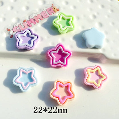 Anykidz 6pcs Two Colored Five Pointed Star Design Shoe Charm Accessories Jeans Clogs Pendant Pin Designer Ornament Jibbitz for Crocs-Shoe Charms-PEROZ Accessories