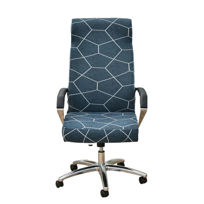Anyhouz Office Chair Cover Blue Green Pattern Medium Non-Slip Rotating Seat Case Universal Armrest Chair Protector-Chair Cover-PEROZ Accessories