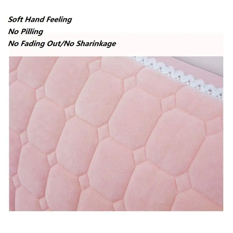 Anyhouz Headboard Cover Pink Cube Pattern Super Soft Smooth Quilted Velvet Bed Back Dust Protector Cover 140x70cm-Bed Headboard-PEROZ Accessories