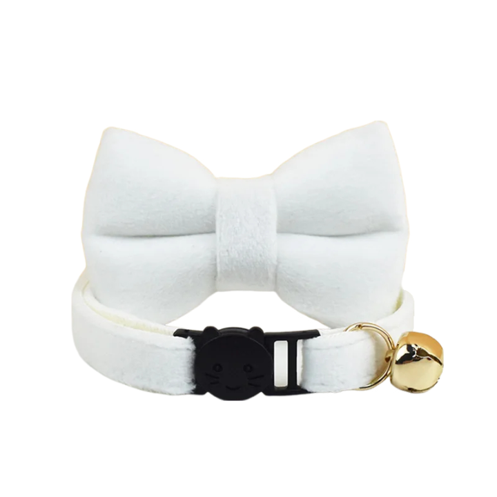 AnyWags Cat Collar Pure White Bow Small with Safety Buckle, Bell, and Durable Strap Stylish and Comfortable Pet Accessor-Cat Supplies-PEROZ Accessories