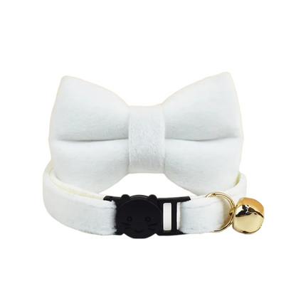 AnyWags Cat Collar Pure White Bow Small with Safety Buckle, Bell, and Durable Strap Stylish and Comfortable Pet Accessor-Cat Supplies-PEROZ Accessories