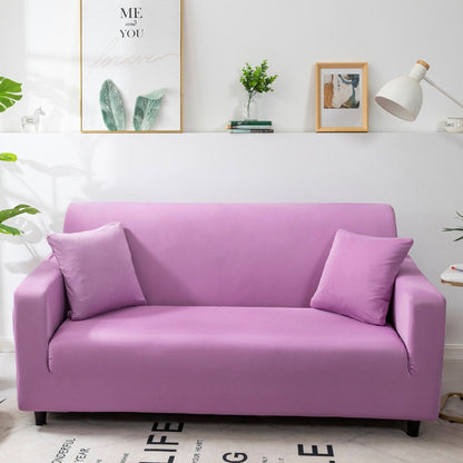 Anyhouz 2 Seater Sofa Cover Plain Light Purple Style and Protection For Living Room Sofa Chair Elastic Stretchable Slipcover-Slipcovers-PEROZ Accessories