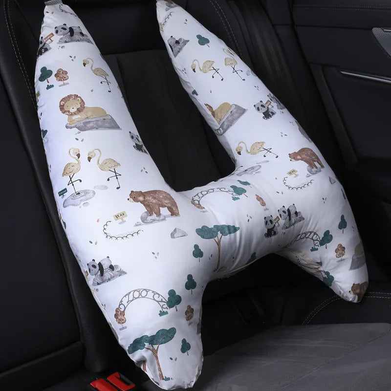 Anypack Car Travel Pillow UShape Zoo Park Pattern Children Travel Pillow Cushion for Car Seat, Safety Neck Pillow for Kids-Neck Pillow-PEROZ Accessories