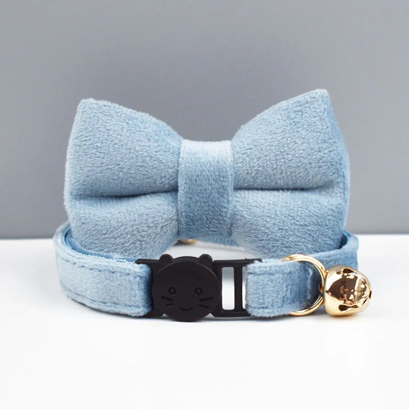 AnyWags Cat Collar Light Blue Bow Small with Safety Buckle, Bell, and Durable Strap Stylish and Comfortable Pet Accessor-Cat Supplies-PEROZ Accessories