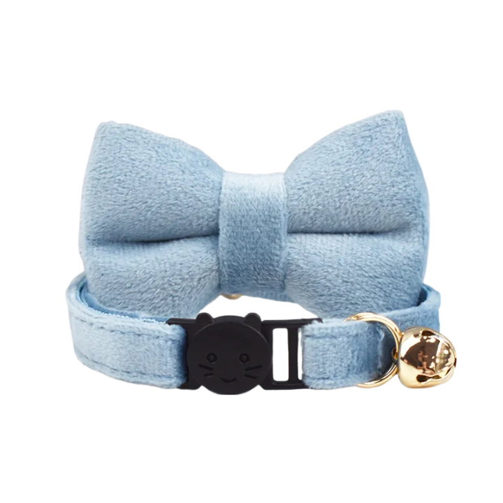 AnyWags Cat Collar Light Blue Bow Small with Safety Buckle, Bell, and Durable Strap Stylish and Comfortable Pet Accessor-Cat Supplies-PEROZ Accessories
