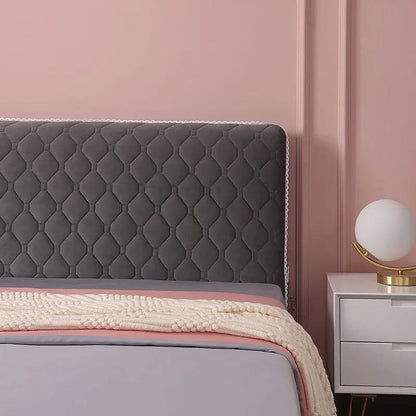 Anyhouz Headboard Cover Dark Gray Diamond Pattern Super Soft Smooth Quilted Velvet Bed Back Dust Protector Cover 210x70cm-Bed Headboard-PEROZ Accessories