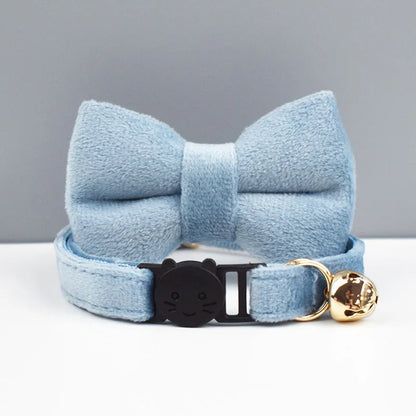 AnyWags Cat Collar Light Blue Bow Large with Safety Buckle, Bell, and Durable Strap Stylish and Comfortable Pet Accessory-Cat Supplies-PEROZ Accessories