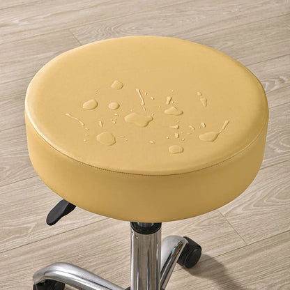 Anyhoux Barstool Cushion Cover Yellow Elastic Bands Slipcover for Swivel Chair Barstool Washable PU Leather Cushion Cover-Chair Cover-PEROZ Accessories