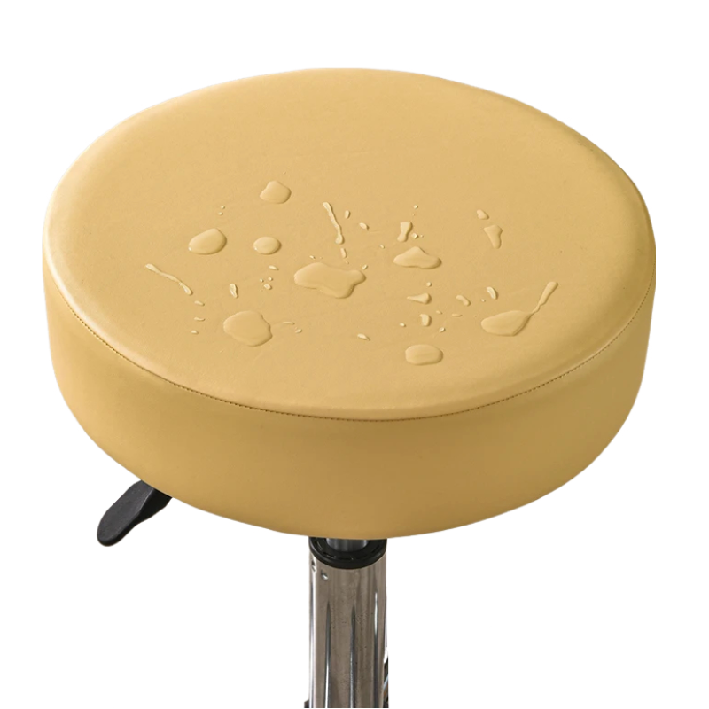 Anyhoux Barstool Cushion Cover Yellow Elastic Bands Slipcover for Swivel Chair Barstool Washable PU Leather Cushion Cover-Chair Cover-PEROZ Accessories