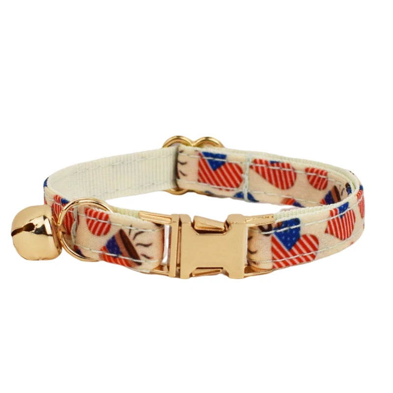 AnyWags Cat Collar Flag Heart Small with Safety Buckle, Bell, and Durable Strap Stylish and Comfortable Pet Accessory-Cat Supplies-PEROZ Accessories
