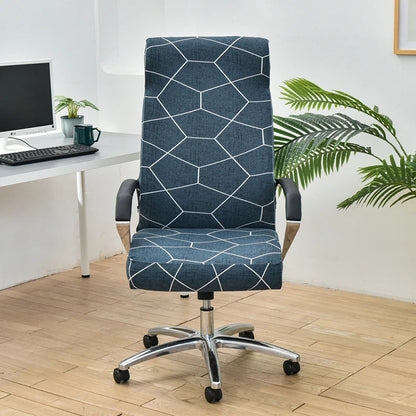 Anyhouz Office Chair Cover Blue Green Pattern Medium Non-Slip Rotating Seat Case Universal Armrest Chair Protector-Chair Cover-PEROZ Accessories