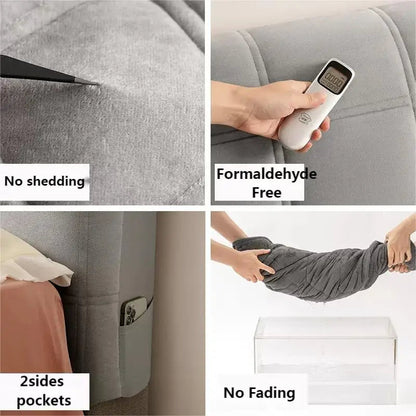 Anyhouz Headboard Cover Square Light Gray Super Soft Smooth Quilted Velvet Bed Back Dust Protector Cover 130x70cm-Bed Headboard-PEROZ Accessories