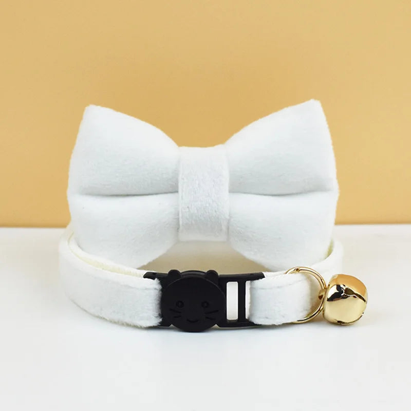 AnyWags Cat Collar Pure White Bow Large with Safety Buckle, Bell, and Durable Strap Stylish and Comfortable Pet Accessory-Cat Supplies-PEROZ Accessories