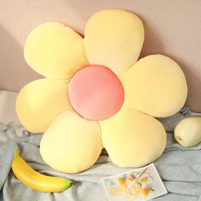 Anyhouz Plush Pillow Yellow Flower Shape Stuffed Soft Pillow Seat Cushion Room Decor 50-55cm-Pillow-PEROZ Accessories