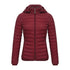 Anychic Womens Padded Puffer Jacket 4XL Red Solid Lightweight Warm Outdoor Parka Clothing With Detachable Hood-Coats & Jackets-PEROZ Accessories