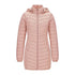 Anychic Womens Padded Puffer Jacket Large Pink Ultralightweight Long Parka With Detachable Hood Outdoor Warm Clothes-Coats & Jackets-PEROZ Accessories