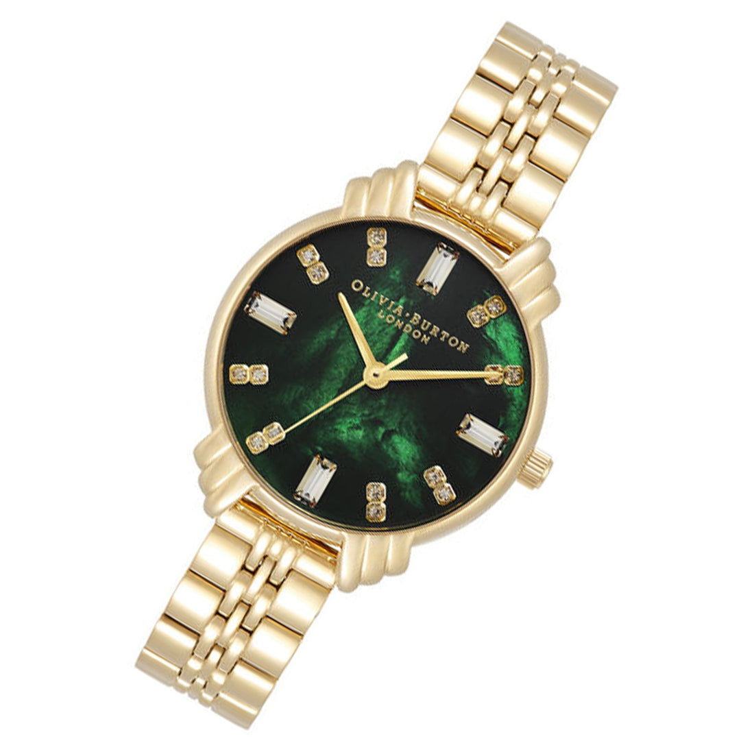 Olivia Burton Art Deco Midi Dial Emerald Green &amp; Gold Women&