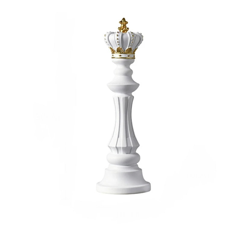 Anyhouz Home Figurine Chess Piece White King Medium Resin for Living Room Desktop Decoration Accessories Gifts-Sculptures &amp; Statues-PEROZ Accessories