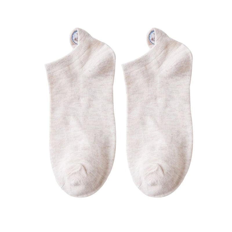Anysox 5 Pairs One Size 4-5 Beige Fashion Funny Unisex Stereoscopic Heel Embroidered Women Candy Color Cotton Short Cute Socks-Socks-PEROZ Accessories