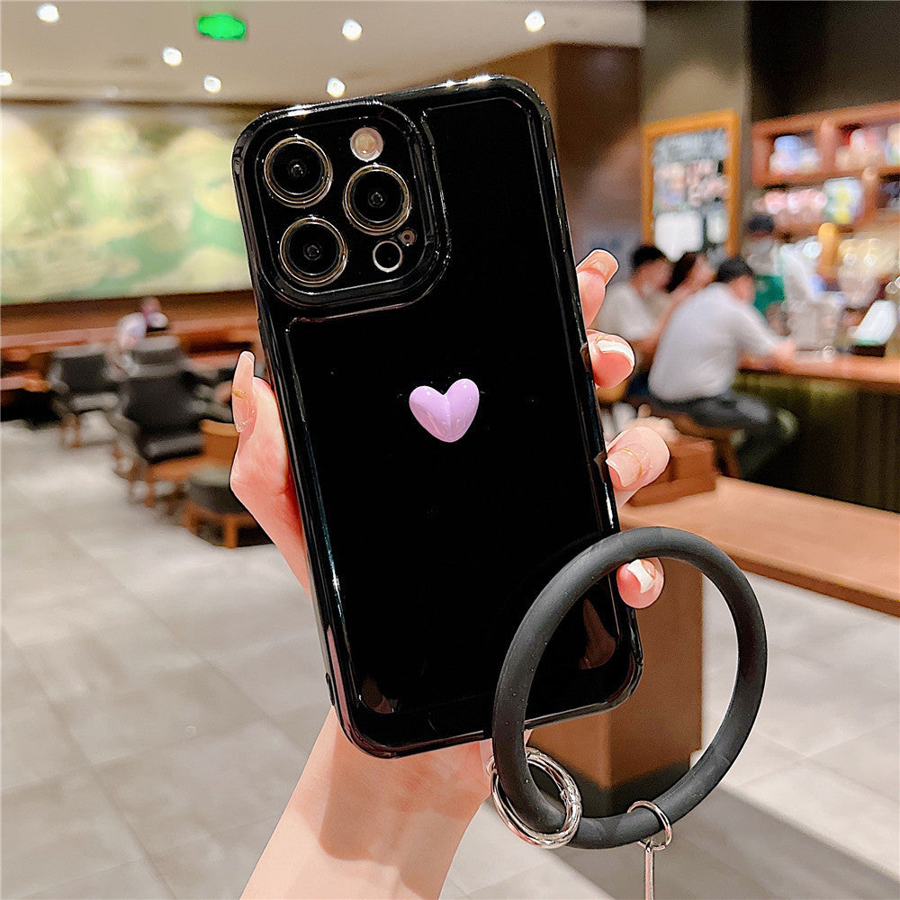 Anymob iPhone Black And Violet 3D Love Heart Bracelet Phone Case Shockproof Soft Silicone Cover-Mobile Phone Cases-PEROZ Accessories
