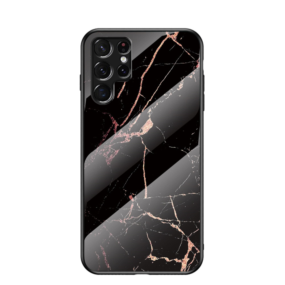 Anymob Samsung Black And Red Crack Marble Marble Pattern Case Shockproof Glass Phone Cover-Mobile Phone Cases-PEROZ Accessories