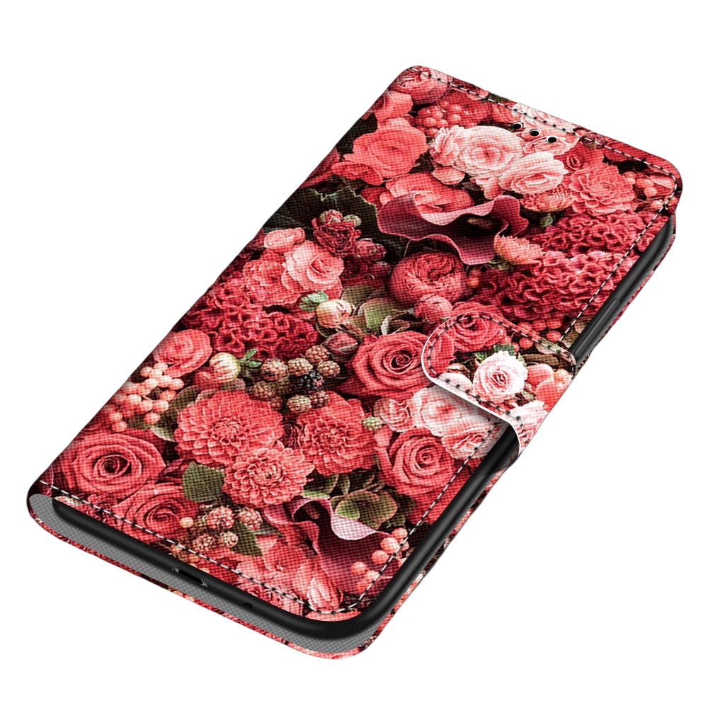 Anymob Samsung Case Red Roses Painted Magnetic Flip Leather Card slot Wallet Book Style Cover-Mobile Phone Cases-PEROZ Accessories