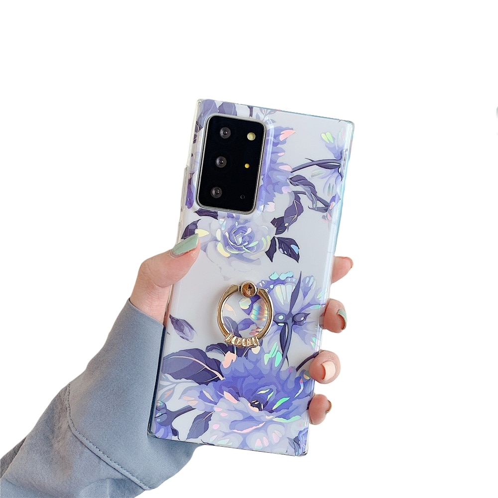 Anymob Samsung Violet Laser Marble Gradient Phone Case Ring Holder Back Cover-Mobile Phone Cases-PEROZ Accessories