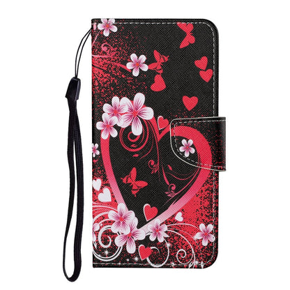 Anymob Samsung Cherry Heart Pattern Phone Case Magnetic Flip Leather Wallet Painted Cover-Mobile Phone Cases-PEROZ Accessories