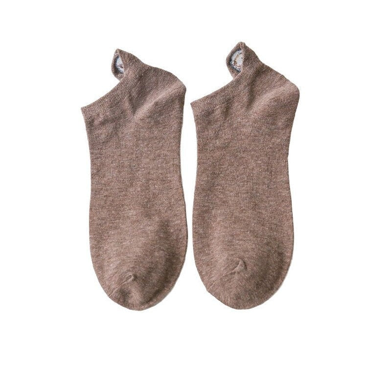 Anysox 5 Pairs One Size 4-5 Coffee Fashion Funny Unisex Stereoscopic Heel Embroidered Women Candy Color Cotton Short Cute Socks-Socks-PEROZ Accessories
