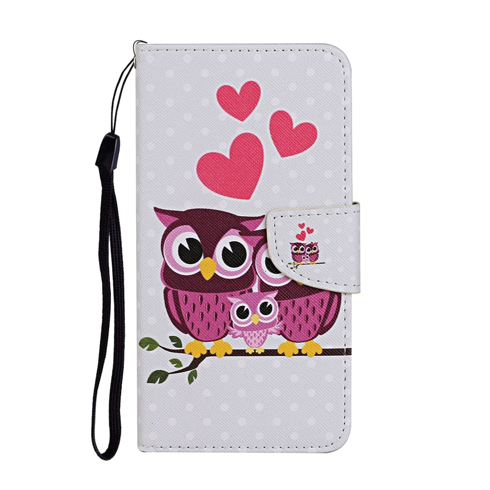 Anymob Samsung Pink Owl Flip Wallet Phone Case Leather Stand Function Cover-Mobile Phone Cases-PEROZ Accessories