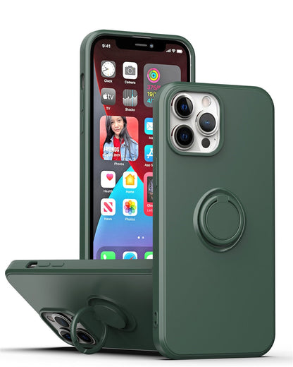 Anymob iPhone Case Hunter Green Shockproof Silicone Ring Holder Magnetic Stand Back Cover-Mobile Phone Cases-PEROZ Accessories