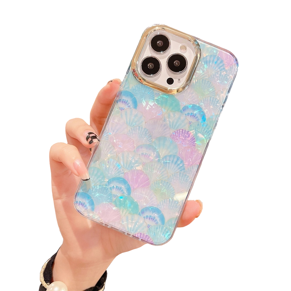 Anymob iPhone Blue Glitter Dream Shell Pattern Case Soft IMD Silicon Shockproof Cover Bumper-Mobile Phone Cases-PEROZ Accessories