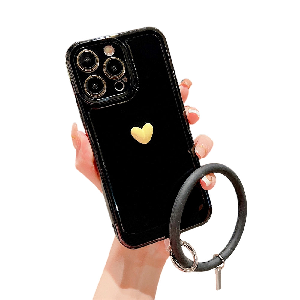 Anymob iPhone Black And Yellow 3D Love Heart Bracelet Phone Case Shockproof Soft Silicone Cover-Mobile Phone Cases-PEROZ Accessories
