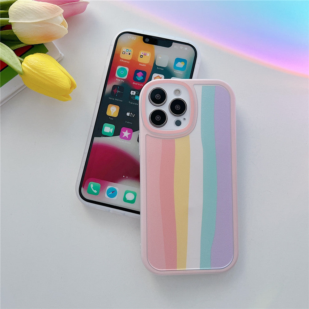 Anymob iPhone Case Vertical Stripe Pastel Color Soft Silicon Shockproof Cover-Mobile Phone Cases-PEROZ Accessories