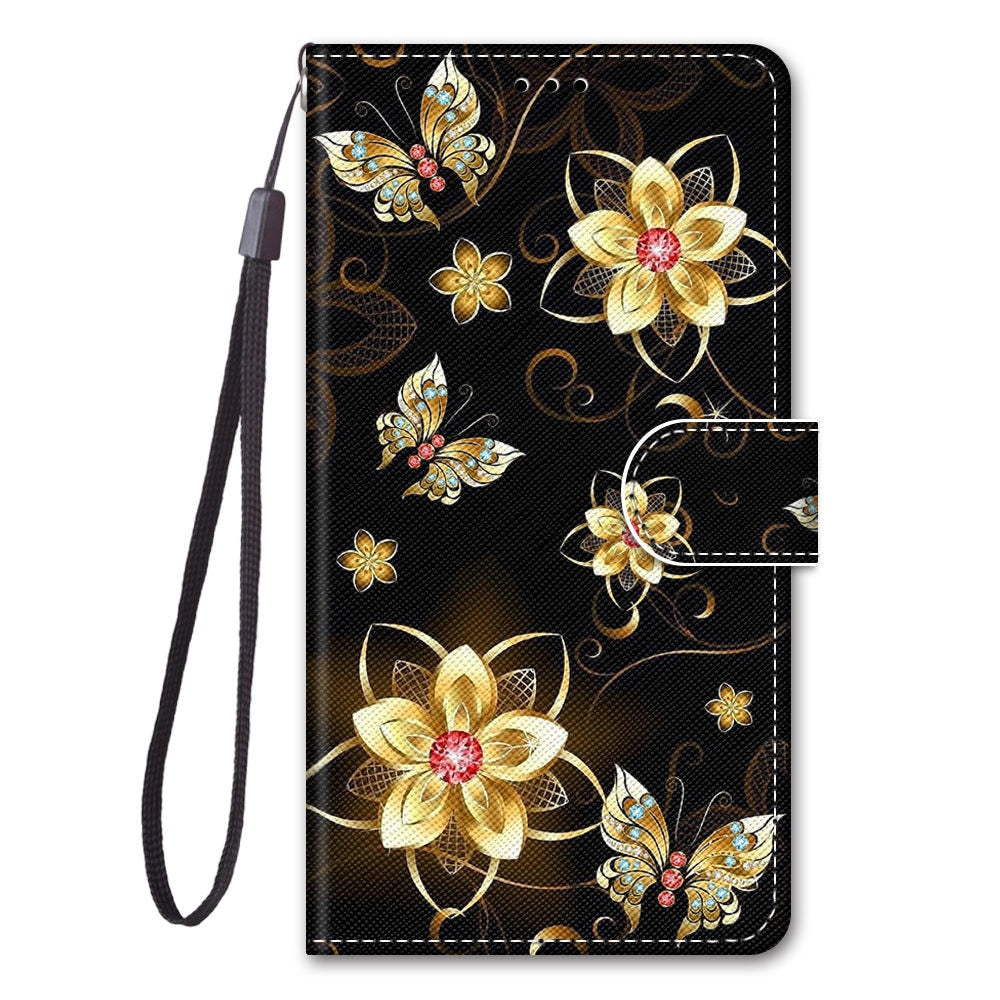 Anymob Samsung Yellow Butterfly Magnetic Flip Leather Phone Case-Mobile Phone Cases-PEROZ Accessories