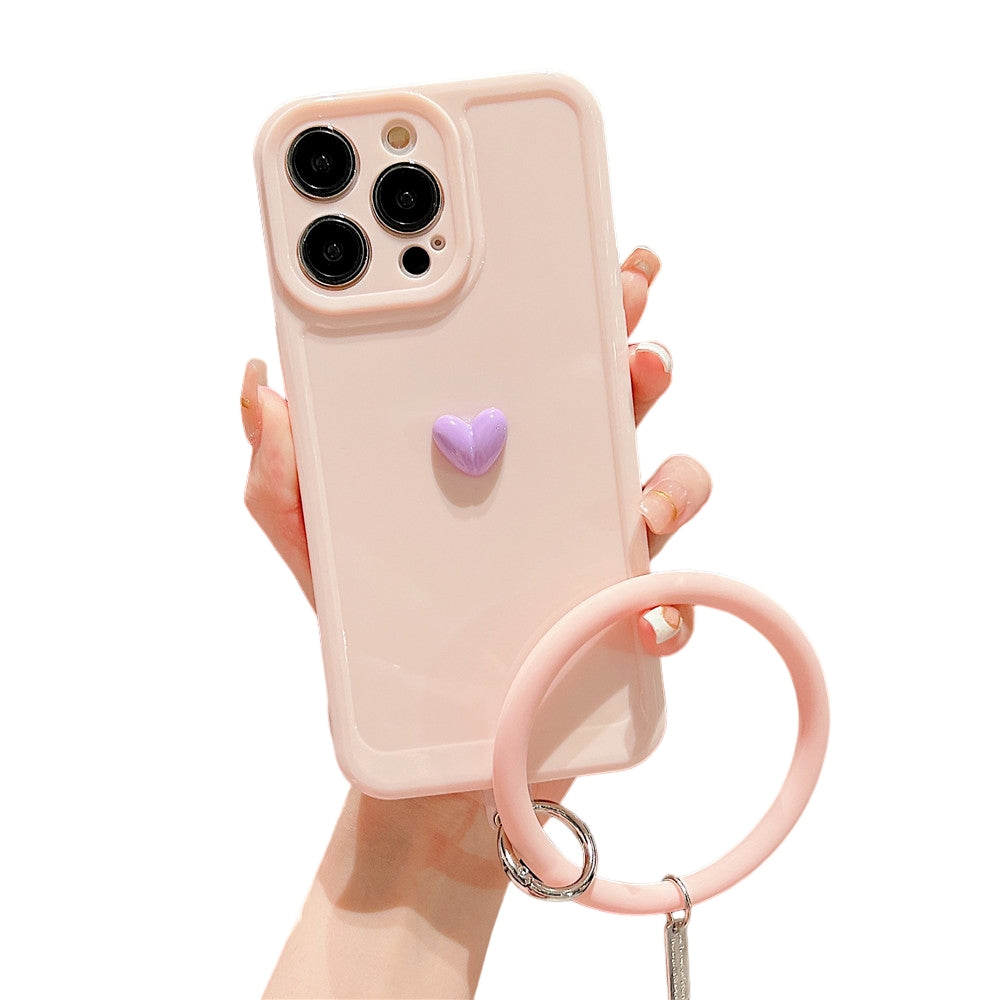 Anymob iPhone Black And Pink 3D Love Heart Bracelet Phone Case Shockproof Soft Silicone Cover-Mobile Phone Cases-PEROZ Accessories