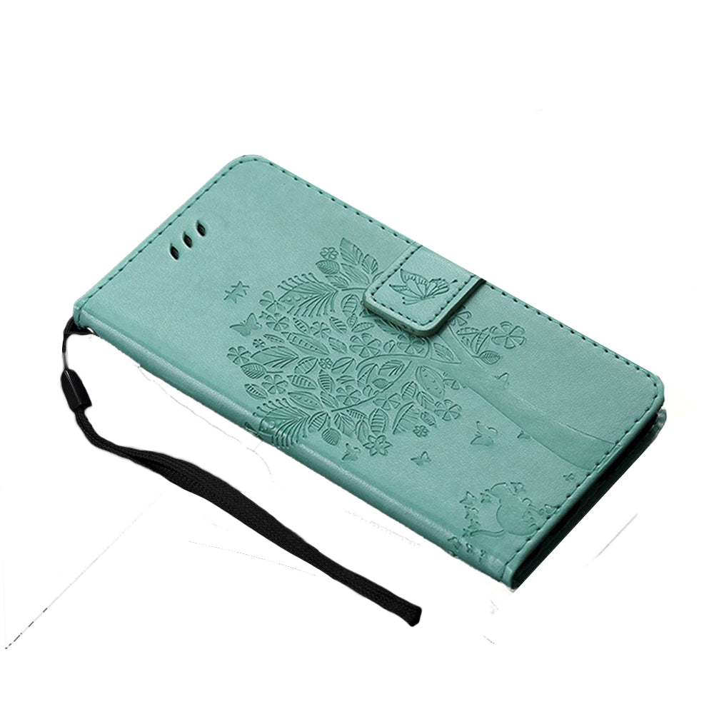 Anymob Samsung Green Tree Cat Leather Flip Case Wallet Phone Cover Protection-Mobile Phone Cases-PEROZ Accessories