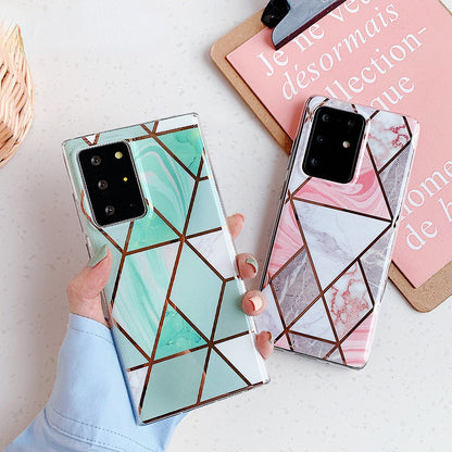 Anymob Samsung Purple Geometry Marble Case Silicon Phone Cover-Mobile Phone Cases-PEROZ Accessories