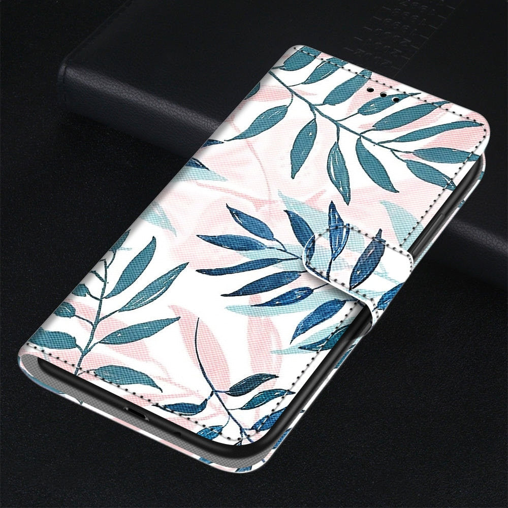 Anymob Samsung Case Green Leaf Magnetic Flip Leather Card Slot Wallet Phone Cover Protection-Mobile Phone Cases-PEROZ Accessories
