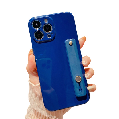 Anymob iPhone Case Blue Solid Color Lens Protection Wrist Strap Stand Silicone Bumper Cover-Mobile Phone Cases-PEROZ Accessories