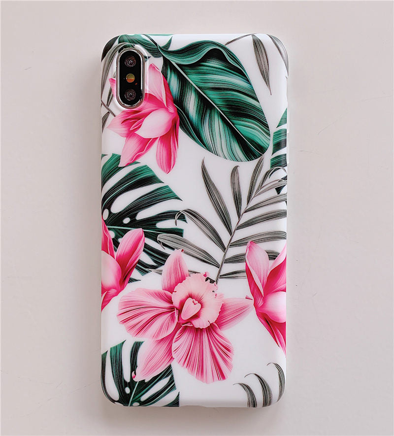 Anymob Samsung Floral Pink Marble Flower Case Back Cover Art Leaf Silicone Phone Protection-Mobile Phone Cases-PEROZ Accessories