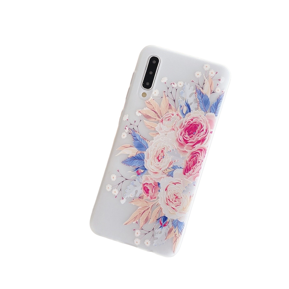 Anymob Samsung Case Pink and Gold Flower Vintage Relief Flower Phone Matte Soft Silicone Back Cover-Mobile Phone Cases-PEROZ Accessories