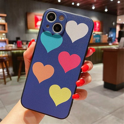 Anymob iPhone Case Blue Multicolor Heart Retro Geometry Graffiti Soft Silicon Cover-Mobile Phone Cases-PEROZ Accessories
