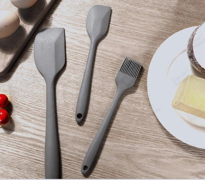 Anygleam Silicone Grey Seamless Mixing Spatula 4 Set Kitchen Accessories Baking Utensil Kit Bread Cake Mixing Tools Cooking Scraper Heat Resistant-Spatula and Shovel-PEROZ Accessories