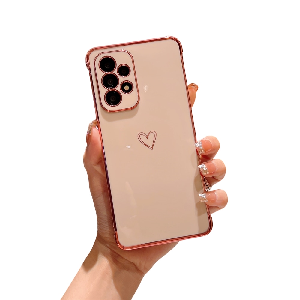 Anymob Samsung Pink Soft Electroplated Love Heart Phone Case Silicon Cover-Mobile Phone Cases-PEROZ Accessories